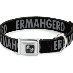 Dog Bone Seatbelt Buckle Collar - ERMAHGERD! Black/Gray