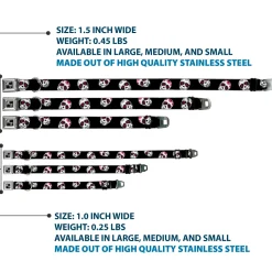 Dog Bone Seatbelt Buckle Collar - Staggered Sugar Skulls Black/White/Pink