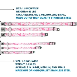 Dog Bone Seatbelt Buckle Collar - Splatter White/Pink