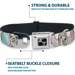 Dog Bone Seatbelt Buckle Collar - Cute Bunnies Multi Pastel