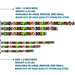 Dog Bone Seatbelt Buckle Collar - Monsters CLOSE-UP Black