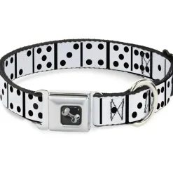 Dog Bone Seatbelt Buckle Collar - Dominoes Black/White/Black