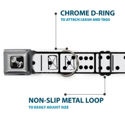 Dog Bone Seatbelt Buckle Collar - Dominoes Black/White/Black