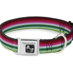 Dog Bone Seatbelt Buckle Collar - Zarape1 Horizontal Red/White/Green