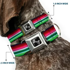 Dog Bone Seatbelt Buckle Collar - Zarape1 Horizontal Red/White/Green
