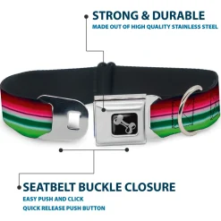 Dog Bone Seatbelt Buckle Collar - Zarape1 Horizontal Red/White/Green