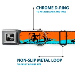 Dog Bone Seatbelt Buckle Collar - SUP w/Dog Neon Orange/Blues/Black