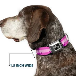 Dog Bone Seatbelt Buckle Collar - Anchor/Stripe Pinks/Purple