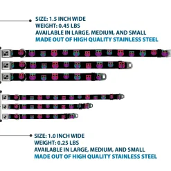 Dog Bone Seatbelt Buckle Collar - Owls Black/Fuchsia/Purple/Turquoise