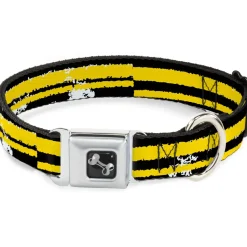 Dog Bone Seatbelt Buckle Collar - Racing Stripe2 Weathered Black/Yellow