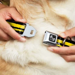 Dog Bone Seatbelt Buckle Collar - Racing Stripe2 Weathered Black/Yellow