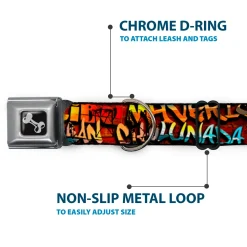 Dog Bone Seatbelt Buckle Collar - Beach Tags Stacked Brick Wall/Beach Scenes