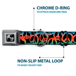 Dog Bone Seatbelt Buckle Collar - Peace Black/Multi Color