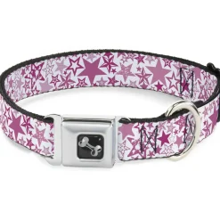 Dog Bone Seatbelt Buckle Collar - Stargazer White/Pink