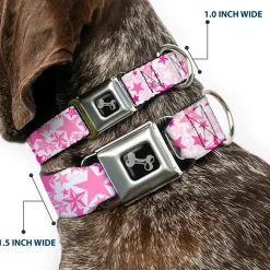 Dog Bone Seatbelt Buckle Collar - Stargazer White/Pink