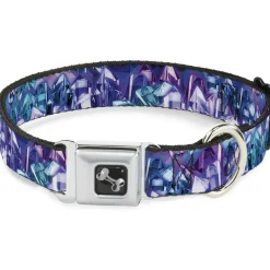 Dog Bone Seatbelt Buckle Collar - Crystals2 Blues/Purples