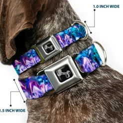 Dog Bone Seatbelt Buckle Collar - Crystals2 Blues/Purples