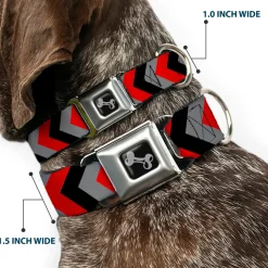 Dog Bone Seatbelt Buckle Collar - Chevron Red/Black/Gray