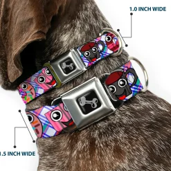 Dog Bone Seatbelt Buckle Collar - Donuts & Coffee Cartoon