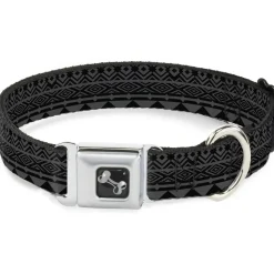 Dog Bone Seatbelt Buckle Collar - Aztec1 Gray/Black