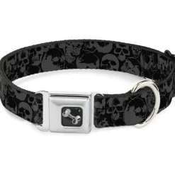Dog Bone Seatbelt Buckle Collar - Skull Pile Black/Gray