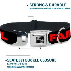 Dog Bone Seatbelt Buckle Collar - TOO EPIC TO FAIL Weathered Black/Red