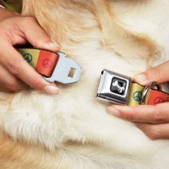 Dog Bone Seatbelt Buckle Collar - Peace Blocks Red/Yellow/Blue