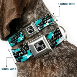 Dog Bone Seatbelt Buckle Collar - Grunge Bricks Green