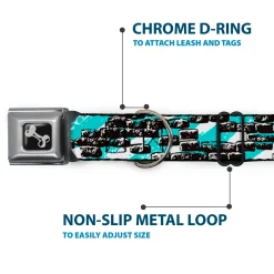 Dog Bone Seatbelt Buckle Collar - Grunge Bricks Green