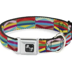 Dog Bone Seatbelt Buckle Collar - Geometric10 Multi Color