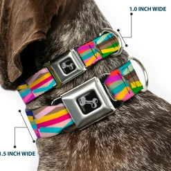 Dog Bone Seatbelt Buckle Collar - Geometric10 Multi Color