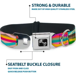 Dog Bone Seatbelt Buckle Collar - Geometric10 Multi Color