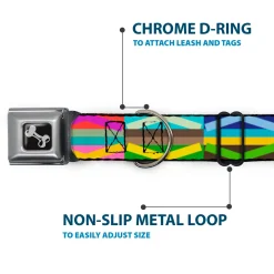 Dog Bone Seatbelt Buckle Collar - Geometric10 Multi Color