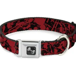 Dog Bone Seatbelt Buckle Collar - Splatter Black/Red