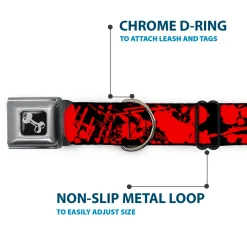 Dog Bone Seatbelt Buckle Collar - Splatter Black/Red