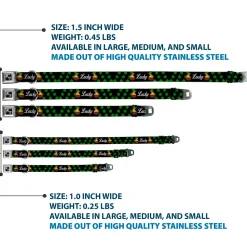 Dog Bone Seatbelt Buckle Collar - St. Pat's LUCKY Pot of Gold/Shamrocks Scattered Black/Green/White