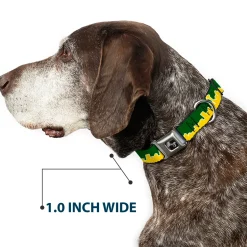 Dog Bone Seatbelt Buckle Collar - Seattle Skyline Green/Yellow
