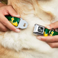 Dog Bone Seatbelt Buckle Collar - Seattle Skyline Green/Yellow