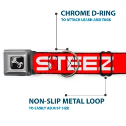 Dog Bone Seatbelt Buckle Collar - STEEZ Flat Red/White