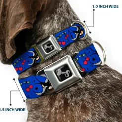 Dog Bone Seatbelt Buckle Collar - Lucky CLOSE-UP Blue