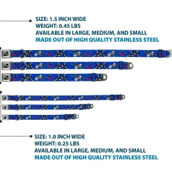 Dog Bone Seatbelt Buckle Collar - Lucky CLOSE-UP Blue