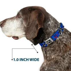 Dog Bone Seatbelt Buckle Collar - Lucky CLOSE-UP Blue