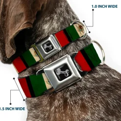 Dog Bone Seatbelt Buckle Collar - Mexico Flag Distressed