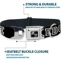 Dog Bone Seatbelt Buckle Collar - STRAIGHT EDGE Black/White
