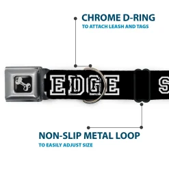 Dog Bone Seatbelt Buckle Collar - STRAIGHT EDGE Black/White