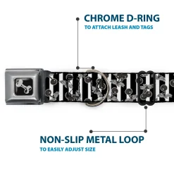 Dog Bone Seatbelt Buckle Collar - Cherries Scattered/Vertical Stripe White/Black/Grays