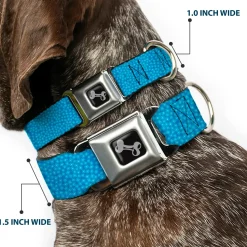 Dog Bone Seatbelt Buckle Collar - Ditsy Floral Blue/Light Blue/White