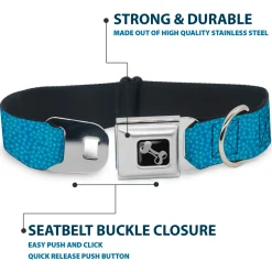 Dog Bone Seatbelt Buckle Collar - Ditsy Floral Blue/Light Blue/White