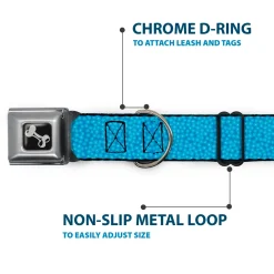 Dog Bone Seatbelt Buckle Collar - Ditsy Floral Blue/Light Blue/White