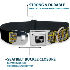 Dog Bone Seatbelt Buckle Collar - SWAG Black/Bling